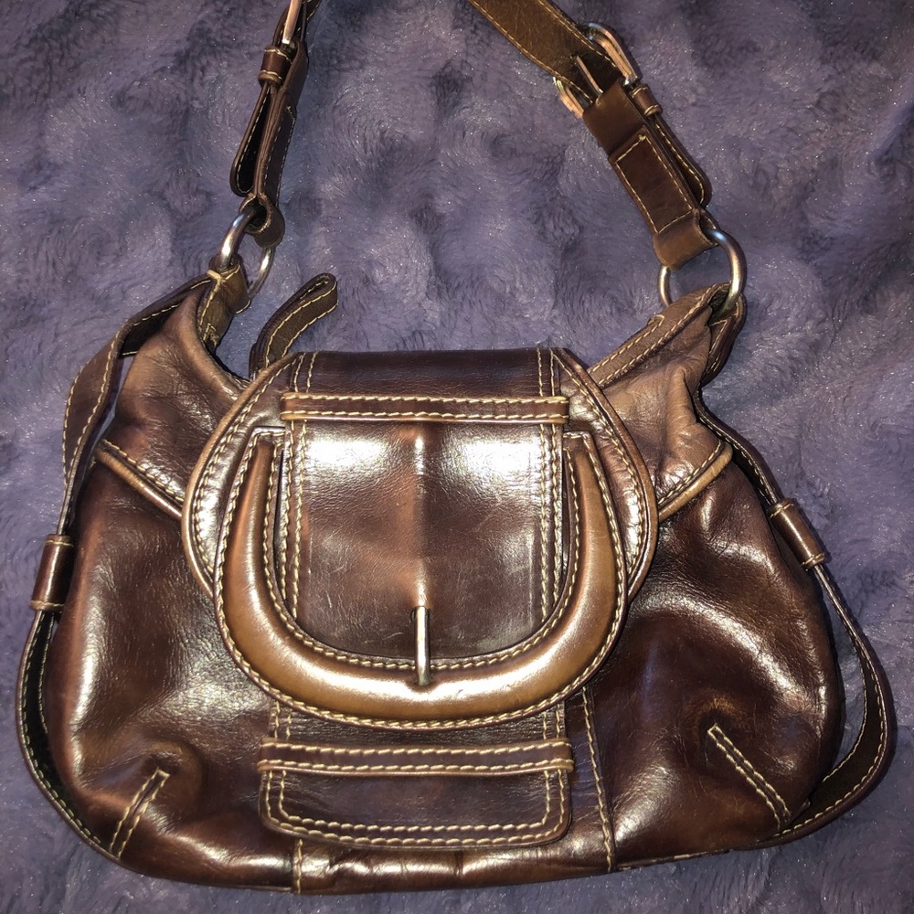 Brown faux leather bag